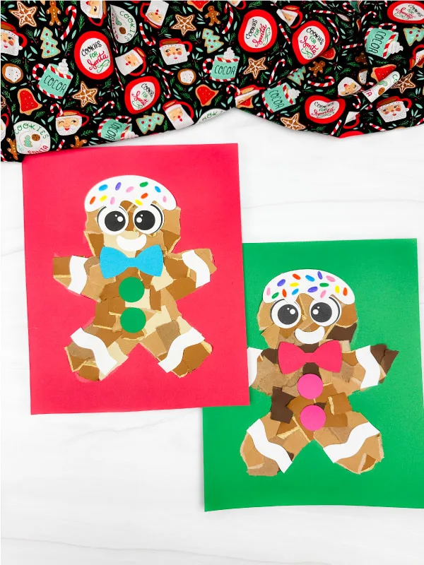 two versions of torn paper gingerbread craft