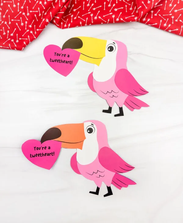 two image of valentine birds craft