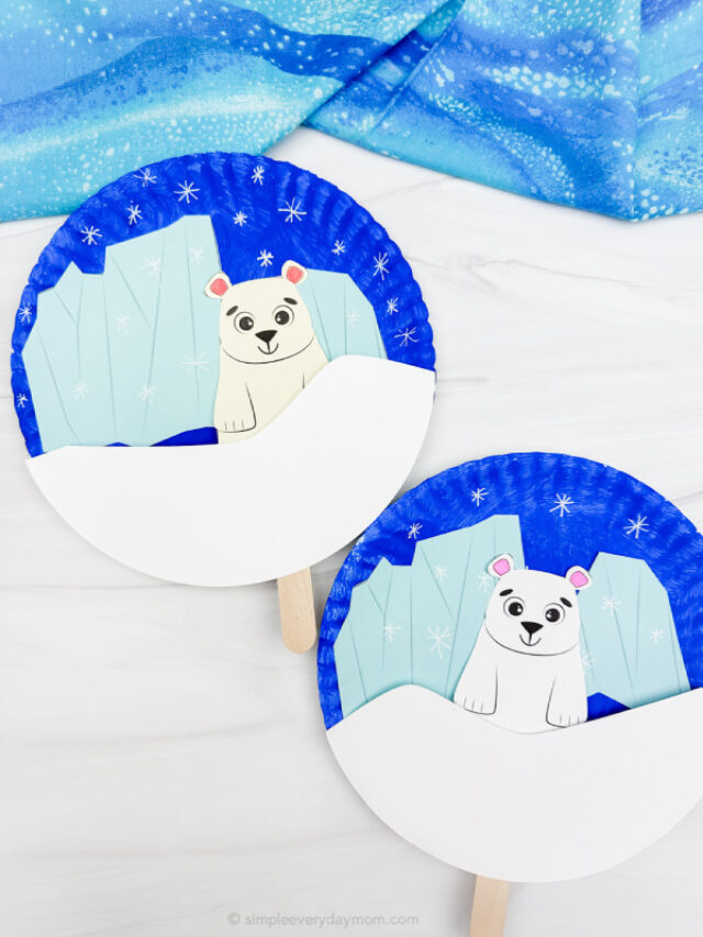 Moving Polar Bear Paper Plate Craft [Free Template] Story
