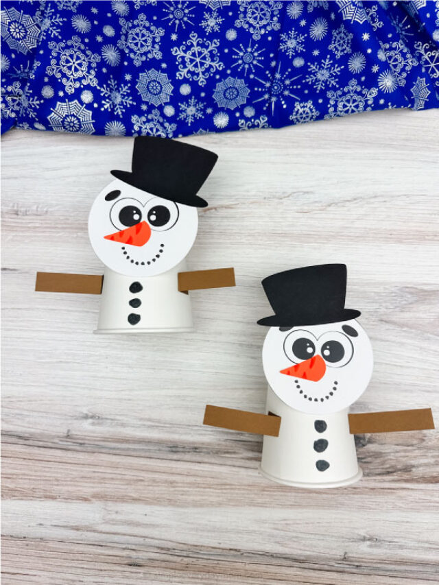 dual image of snowman paper cup craft