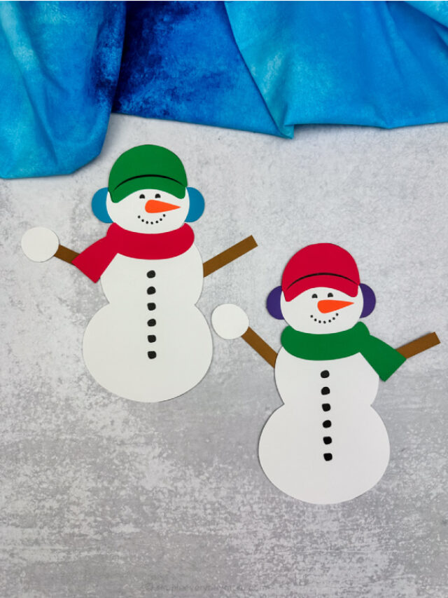 two image of snowmen at night craft image