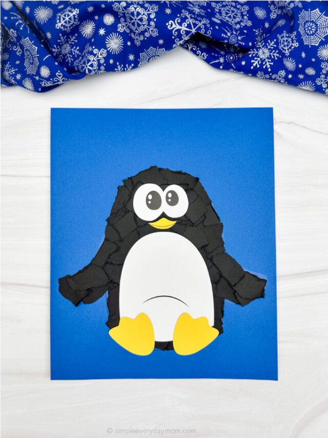 solo image of torn paper penguin craft