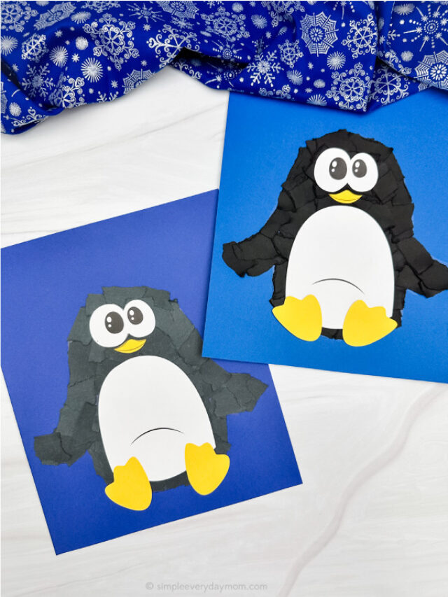 Torn Paper Penguin Craft For Kids W/PDF Printable Template Story