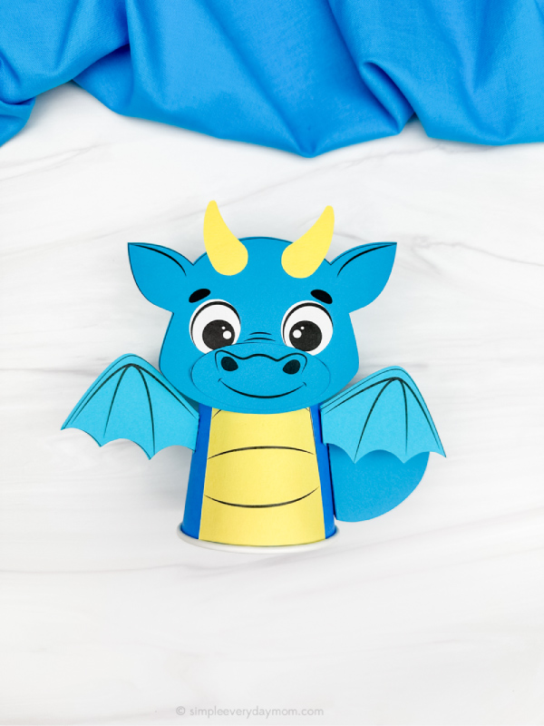 solo image of dragon paper cup craft blue version