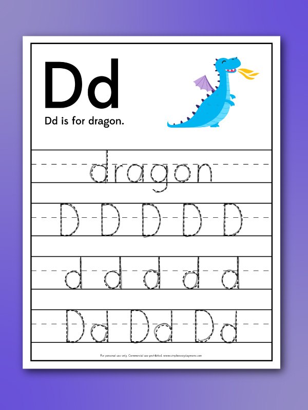 d for dragon printable worksheet