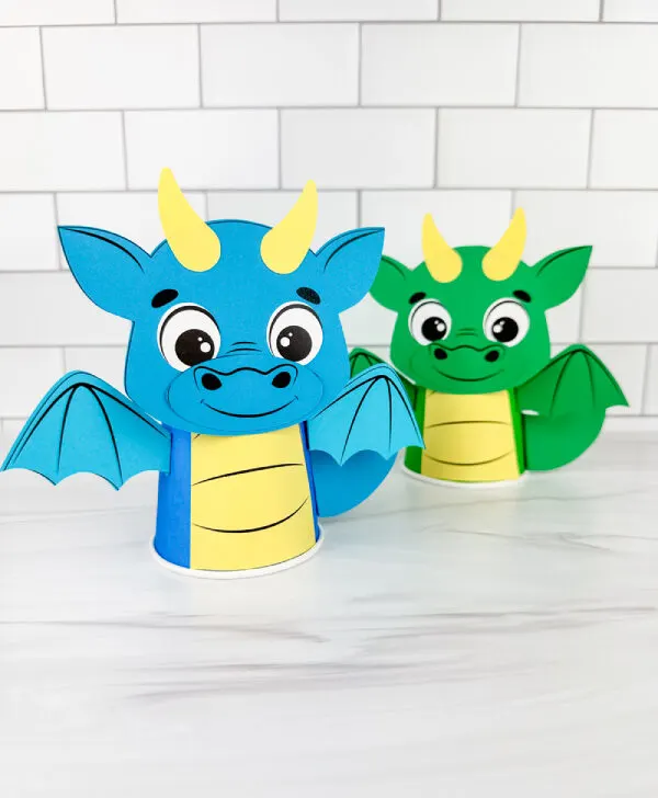 two image of dragon paper cup craft front and back