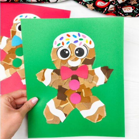 Torn Paper Gingerbread Craft For Kids [Free Template]