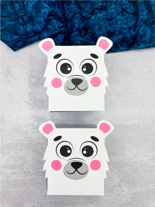 two image of polar bear tissue box craft