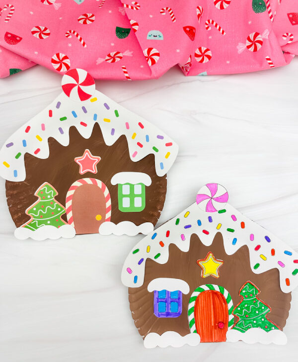 dual image of gingerbread house craft