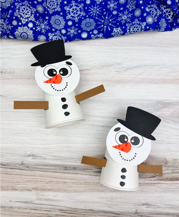 shredded paper snowman in a bag winter craft