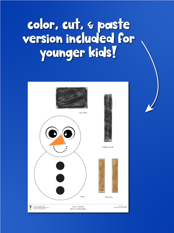 color cut and paste version of snowman craft