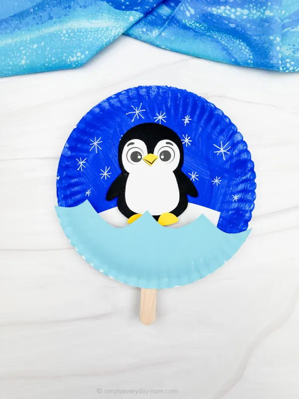 solo image of moving penguin paper plate craft