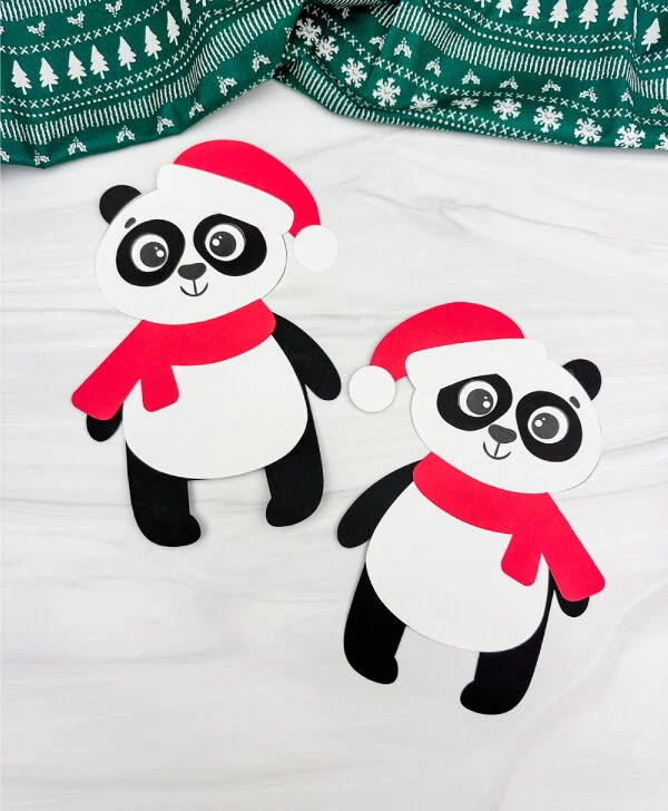 doble image of panda christmas craft side by side