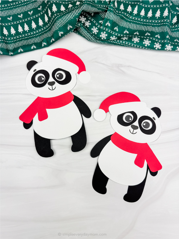 doble image of panda christmas craft side by side