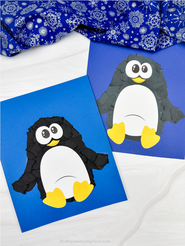dual image of torn paper penguin craft