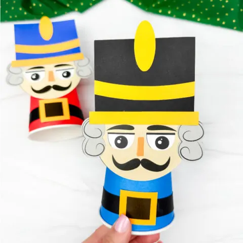 holding the nutcracker paper cup craft
