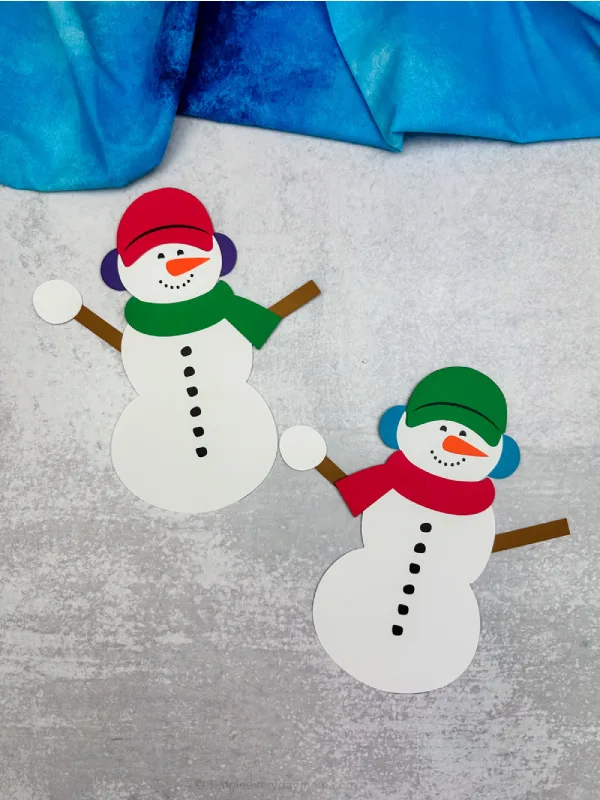 two image of snowmen at night craft image side by side