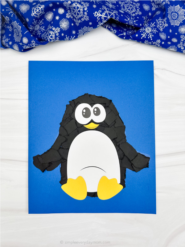 solo image of torn paper penguin craft