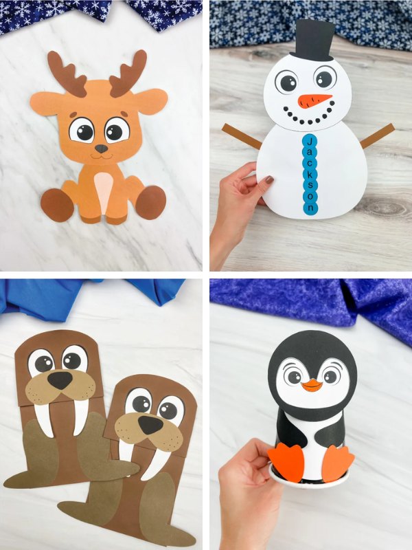 winter crafts for kids collage