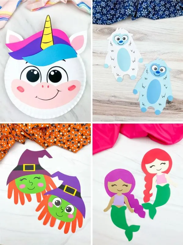 collage of easy fairytale crafts