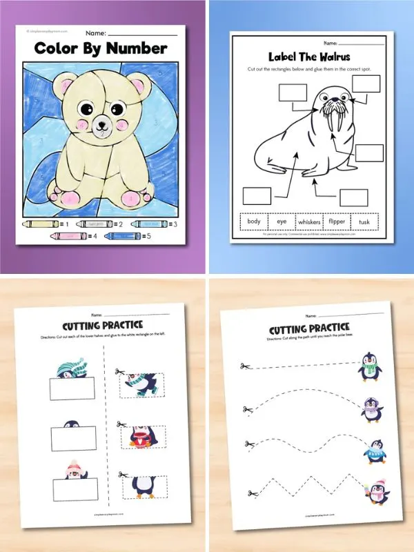 collage of fun winter activities for preschoolers