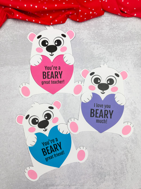 three image of polar bear valentine craft
