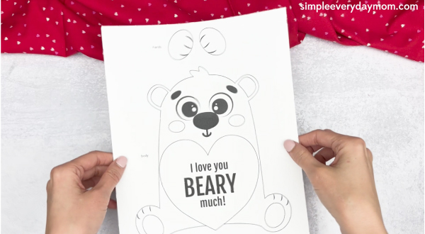 polar bear valentine craft template
