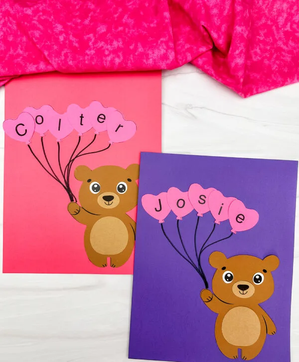 two image of valentine name craft