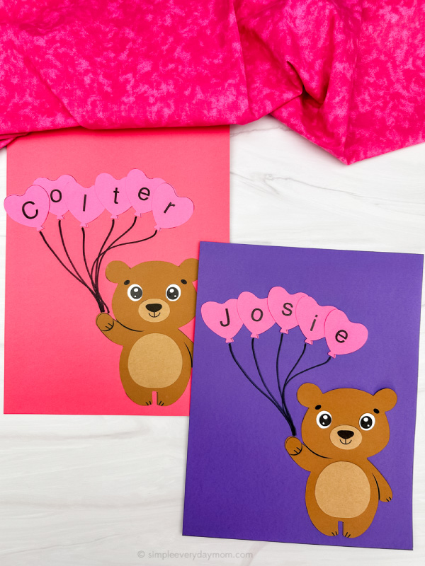 two image of valentine name craft