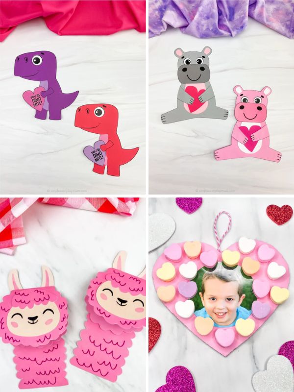 collage of valentines day crafts for kids