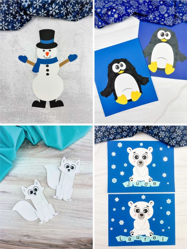 collage of winter themed craft 