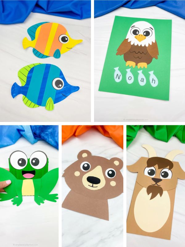 collage of bible crafts for kids 