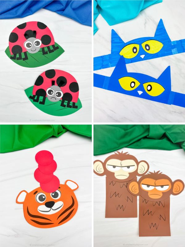 collage of book crafts for kids
