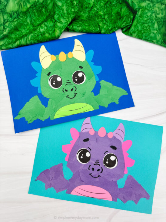 Torn Paper Dragon Craft For Kids [Free Template]