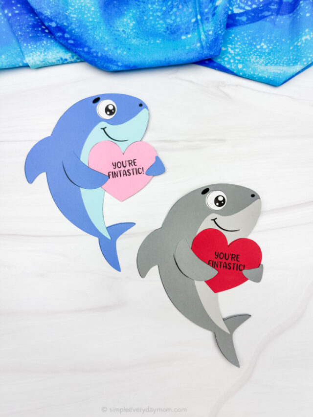 double image of shark valentine craft side by side