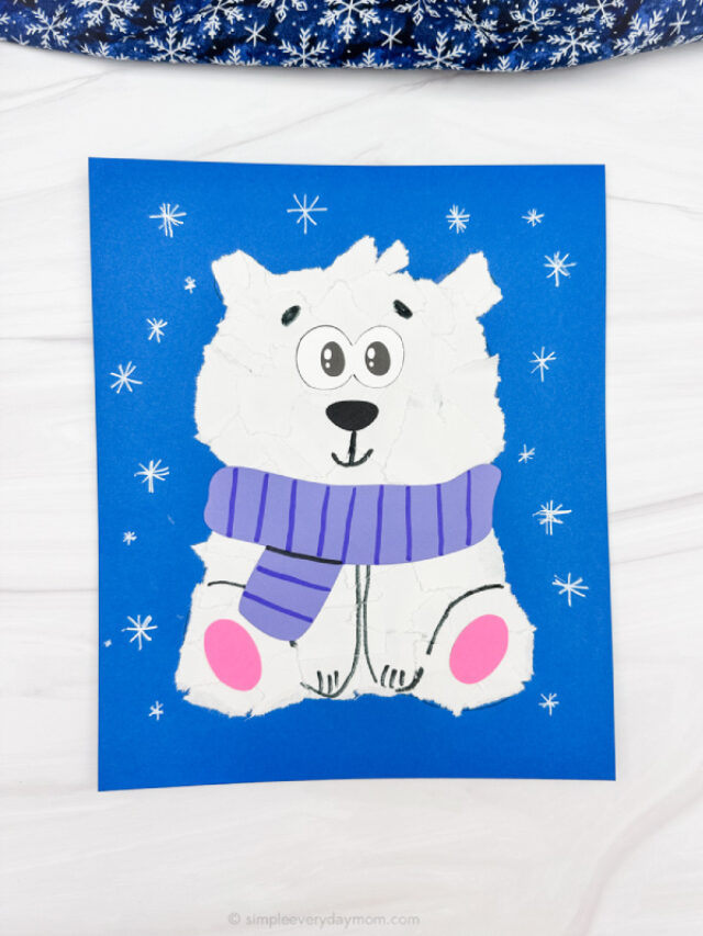 solo image of torn paper polar bear crafts