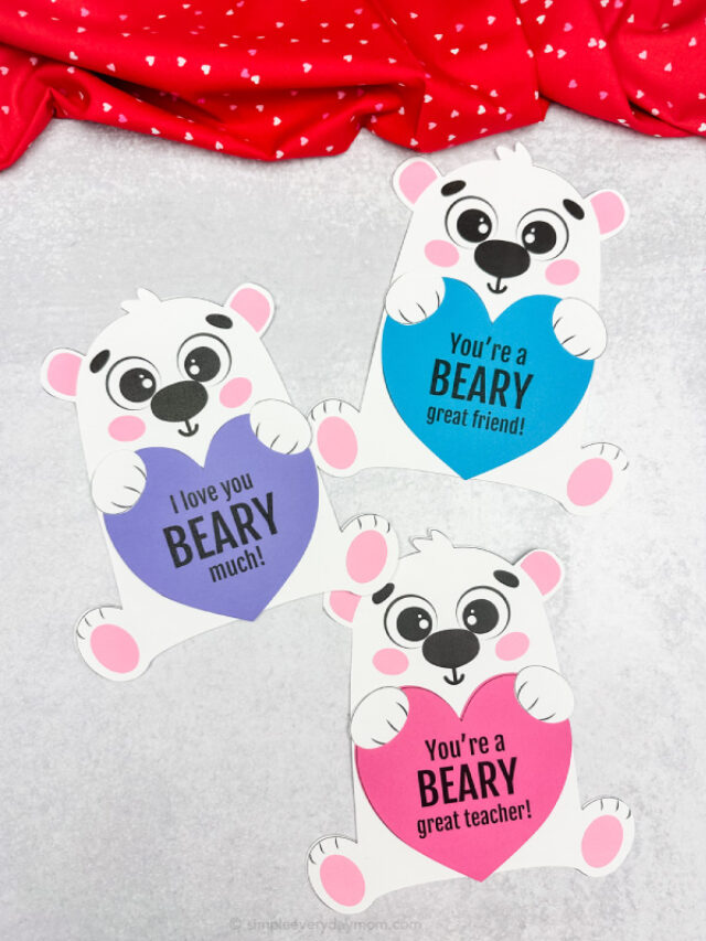 three image of polar bear valentine craft