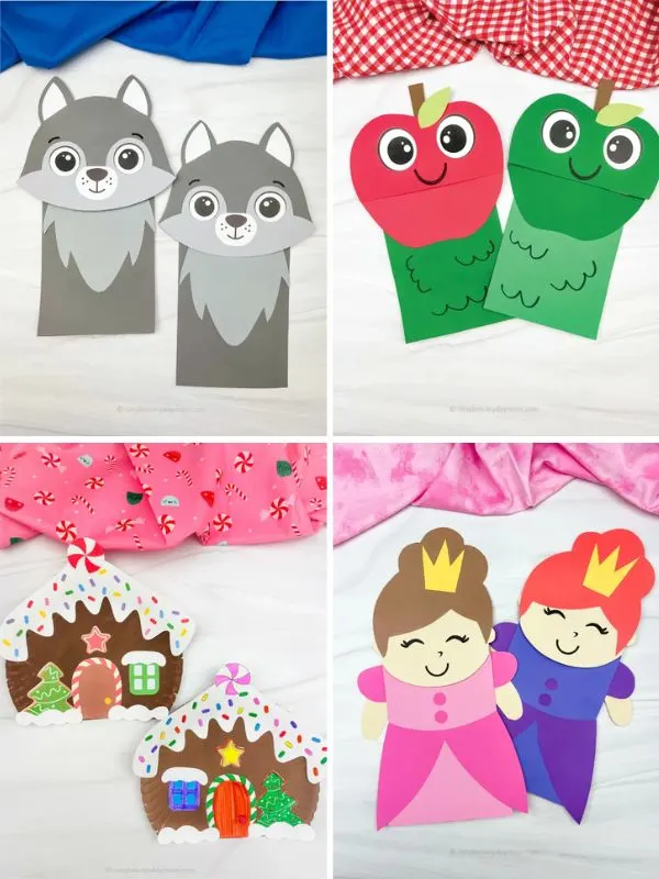 collage of fairy tale crafts for elementary