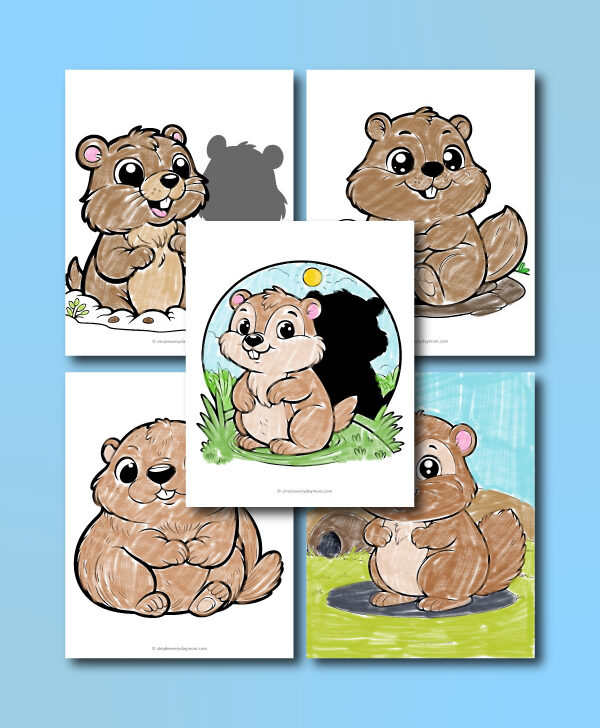 groundhog coloring image featured image