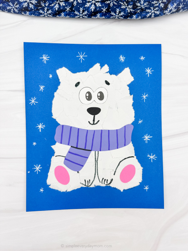 solo image of torn paper polar bear crafts