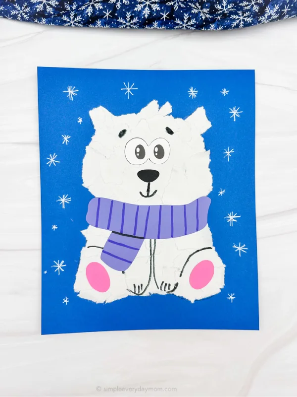 solo image of torn paper polar bear crafts