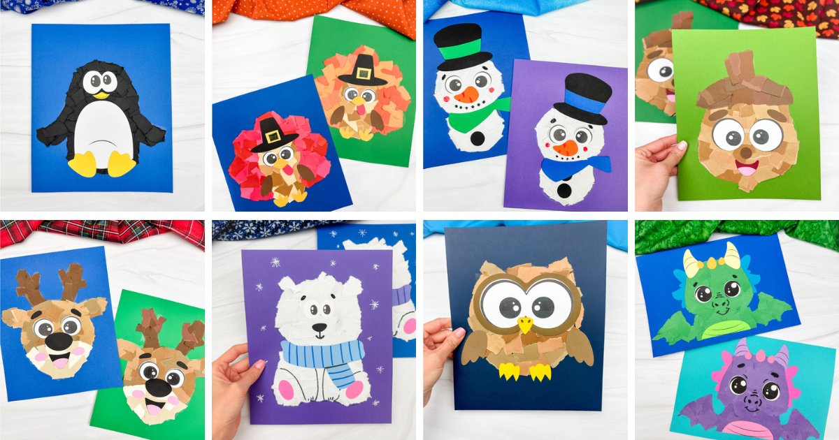 8 Fun + Simple Torn Paper Crafts For Kids (W/Templates)
