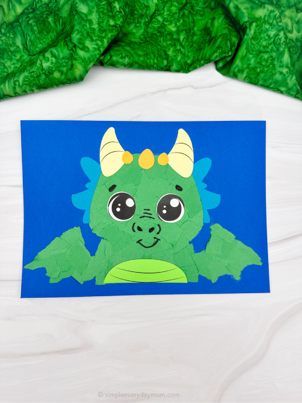 solo image of torn paper dragon craft