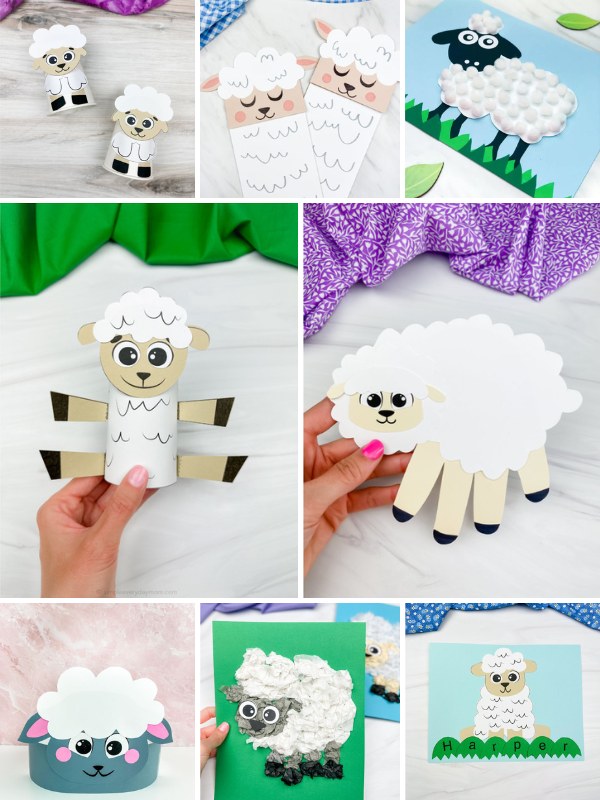 collage of sheep crafts for kids