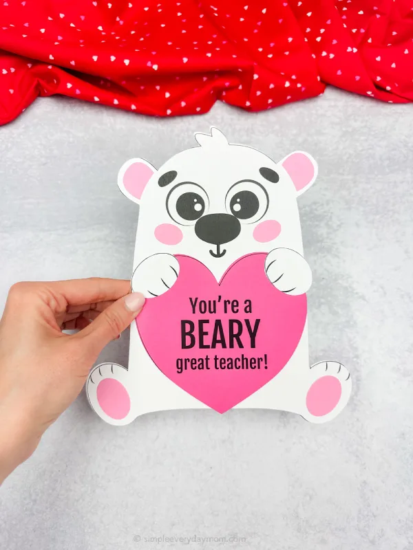 solo image of polar bear valentine craft pink version