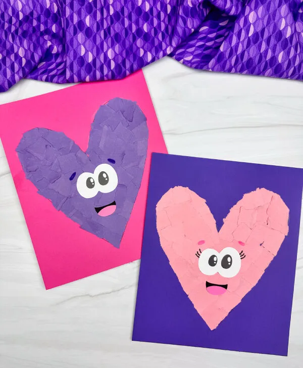 two image of torn paper heart craft