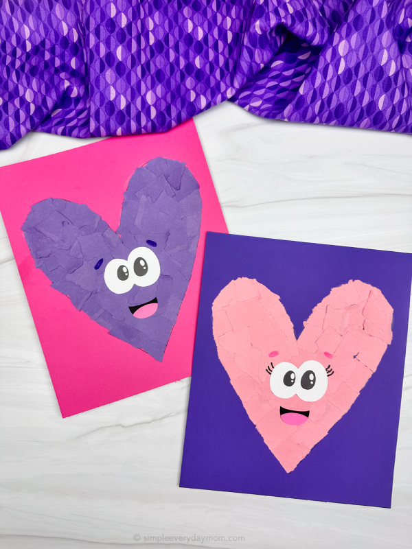two image of torn paper heart craft