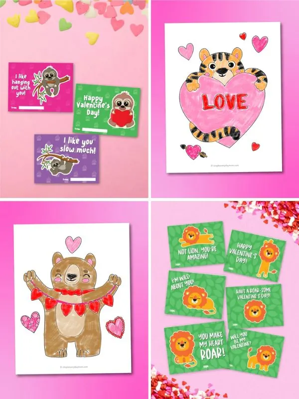 collage of Valentine Day Kids Printables