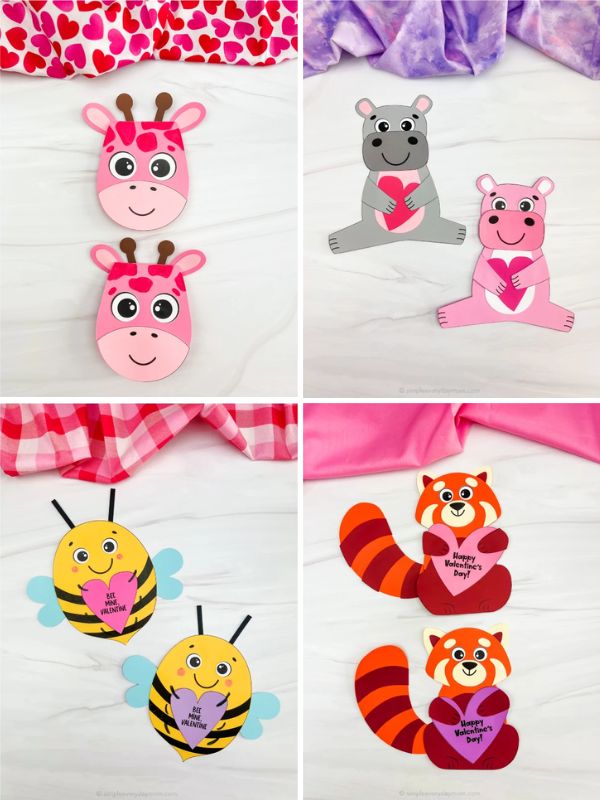 collage of Valentine's Day printable crafts