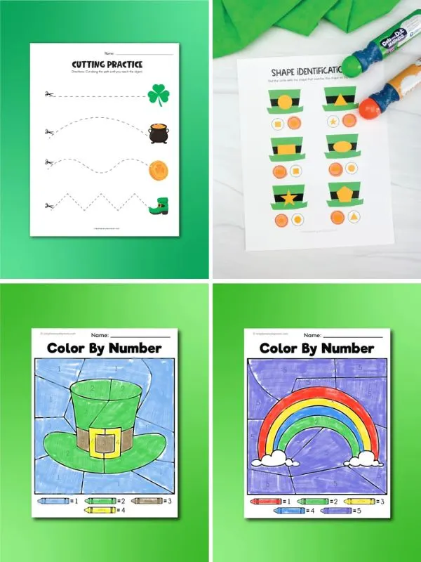 collage of st patricks day activities for kids